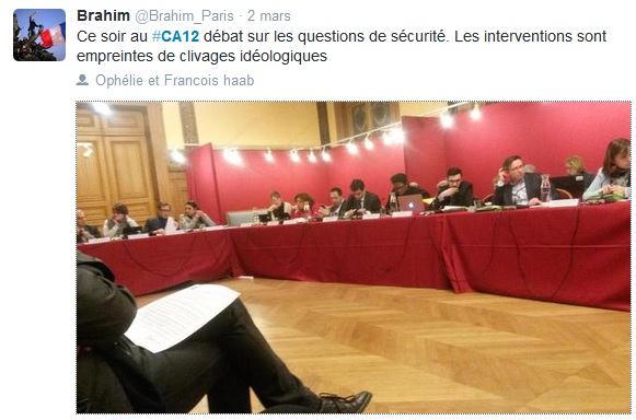 Tweet de Brahim, citoyen assistant au débat public du Conseil du 2 mars 2015